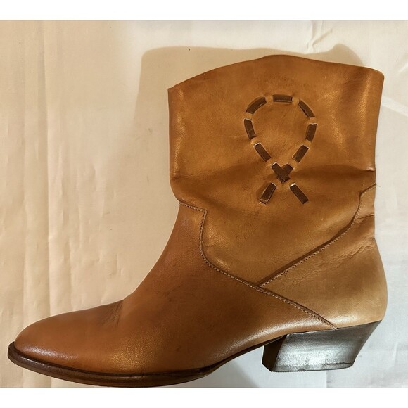 Women’s Vintage Dingo Whipstitch Western Brown Ankle Boots Soft Leather Size 7 - Picture 8 of 10